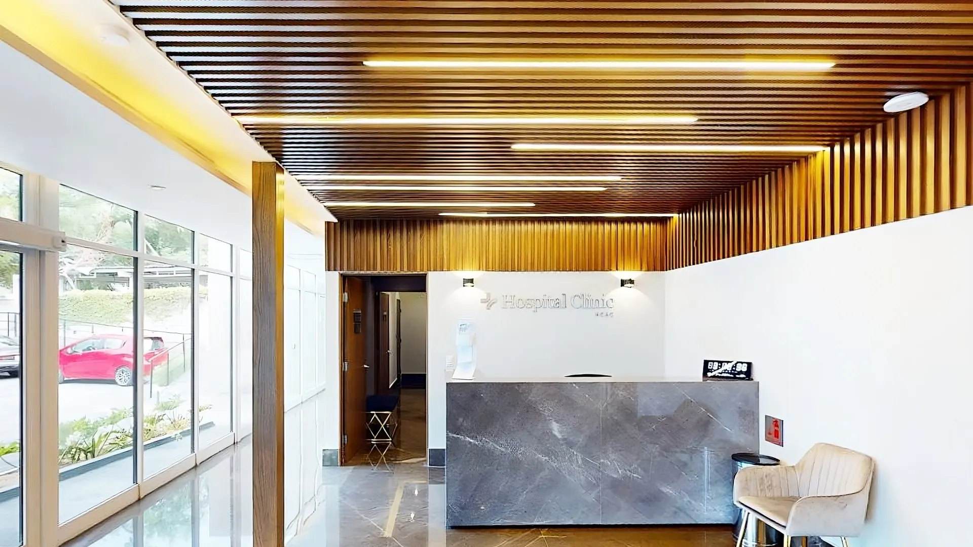 Vestíbulo de Hospital Clinic, proyecto de Castegui en Monterrey